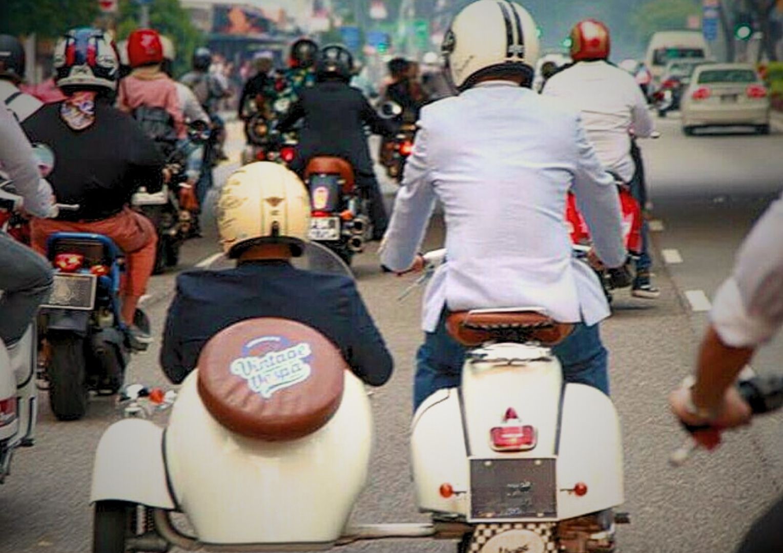 Scooter99 custom sidecar used as a small pop-up coffee booth during a seasonal event.